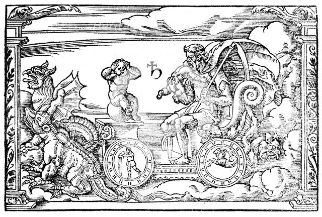 Saturn, Roman god of time, 1569. Artist: Anon