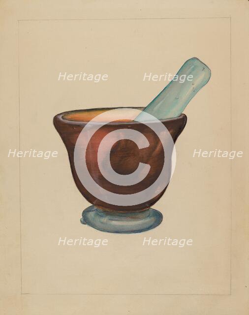 Mortar and Pestle, c. 1937. Creator: Eugene Barrell.