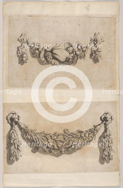 Design for a Garland from 'Various New Festoons, Part II' (Verscheide Nieuwe Festonnen, tw..., 1694. Creator: Michiel Mosyn.