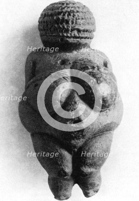 Venus of Willendorf, Stone Age oolitic limestone carving, c24,000-c22,000 BC. Artist: Unknown