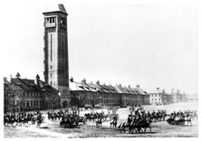 Field Artillery in training on the parade grounds at Fort Sheridan, Illinois, USA, 1920. Artist: Unknown
