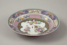 European copy of Ruby-backed eggshell famille-rose seven bordered dish, 20th century.  Artist: Unknown.