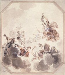 Apollo Enthroned with Minerva and the Muses, 1730. Creator: Jacob de Wit.