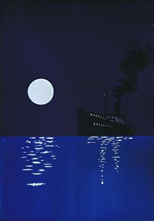 'Cruise Ship at Sea in Moonlight', 1909. Creator: Unknown.