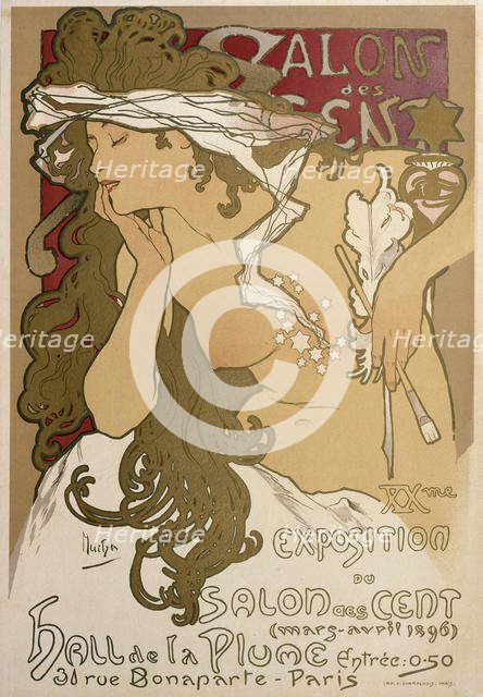 Poster for the XXth Exposition in the Salon des Cent, Paris, France, 1896.  Artist: Alphonse Mucha