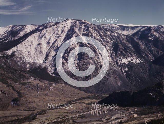 Development at the site of the mill for the Mouat Chromite mine, Stillwater County, Montana, 1942. Creator: Russell Lee.