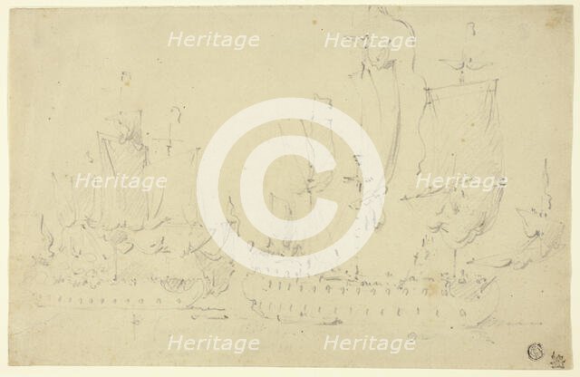 Two Frigates Under Full Sail, n.d. Creator: Willem van de Velde the Younger.