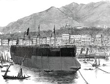 The Duilio, Italian Ironclad, recently launched at Castellamare, Bay of Naples, 1876. Creator: Unknown.
