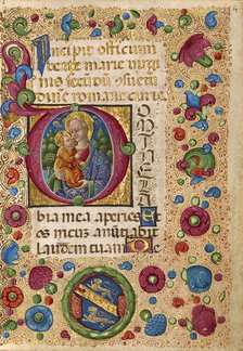 Initial D: The Virgin and Child; Gualenghi-d'Este Hours, about 1469. Creator: Guglielmo Giraldi.