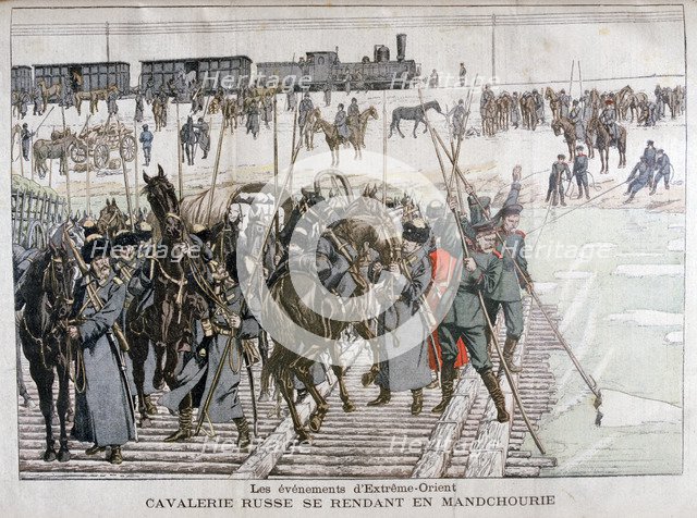 Russian cavalry heading into Mandchourie, China, 1900. Artist: Eugene Damblans