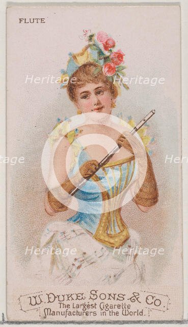Flute, from the Musical Instruments series (N82) for Duke brand cigarettes, 1888., 1888. Creator: Schumacher & Ettlinger.