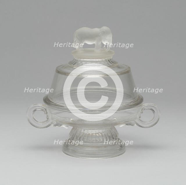 Jumbo/Elephant pattern covered butter dish, 1883/5. Creator: Canton Glass Company.
