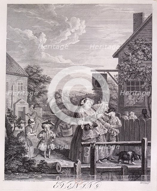 'Evening', plate III from Times of Day, 1738.  Artist: Bernard Baron
