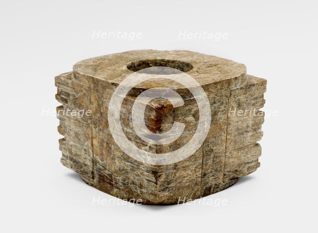 Three-tier tube (cong ?) with masks, Late Neolithic period, ca. 3300-2250 BCE. Creator: Unknown.