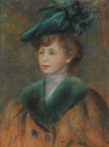 Portrait of a Young Woman with Green Hat. Creator: Renoir, Pierre Auguste (1841-1919).