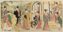 A Modern Version of Ushiwakamaru Serenading Princess Joruri, c. 1785. Creator: Torii Kiyonaga.