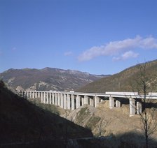 A new motorway being built, cutting through the Apennines. Artist: Unknown