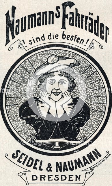 Advertisment for Naumann's bicycles, 1898. Artist: Unknown