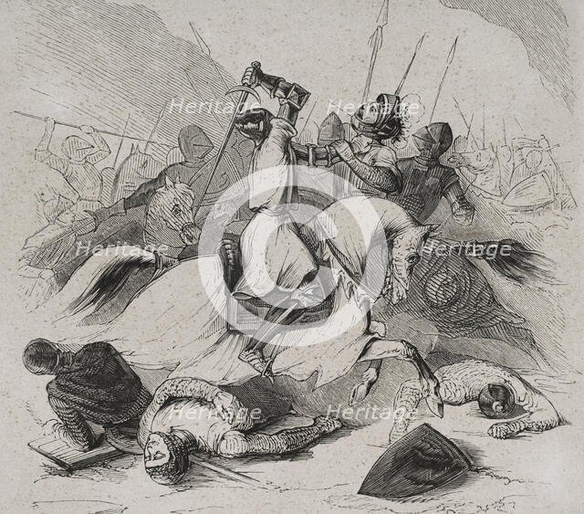 Battle of Araviana, (22 September 1359), War of the Two Peters..., Spain, 1853. Creator: Antonio Roca Sallent.