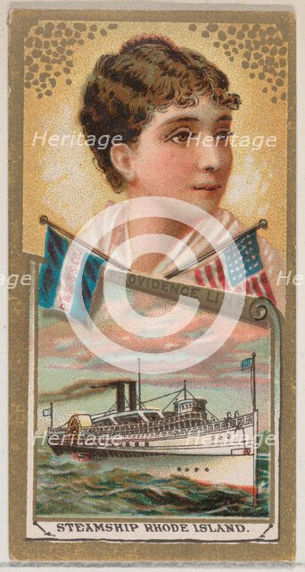 Steamship Rhode Island, Providence Line, from the Ocean and River Steamers series (N83) fo..., 1887. Creator: Unknown.