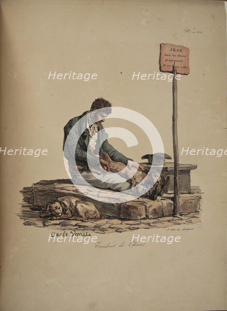 Dog groomer. From the Series "Cris de Paris" (The Cries of Paris), 1815. Creator: Vernet, Carle (1758-1836).