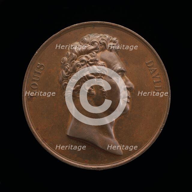 Jacques-Louis David, 1748-1825, Painter [obverse], 1820. Creator: André Galle.