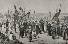 The return of a caravan of Mohammedans after their pilgrimage to Mecca, Cairo, Egypt, 1878. Creator: Unknown.