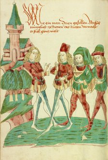 A Servant before Three Lords; Barlaam und Josaphat, 1469. Creators: Hans Schilling, Diebolt Lauber.