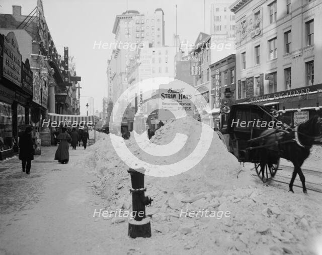 Piles of snow on Broadway, after storm, New York, c1905. Creator: Unknown.