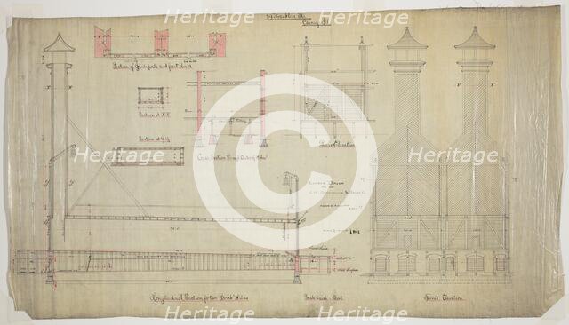 J.M. Brunswick and Balke Company Lumber Dryer, Chicago, Illinois, Elevation and Section, c. 1883. Creator: Adler & Sullivan.