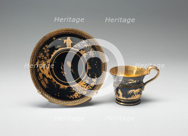 Cup and Saucer, Bohemia, c. 1825. Creator: Bohemia Glass.