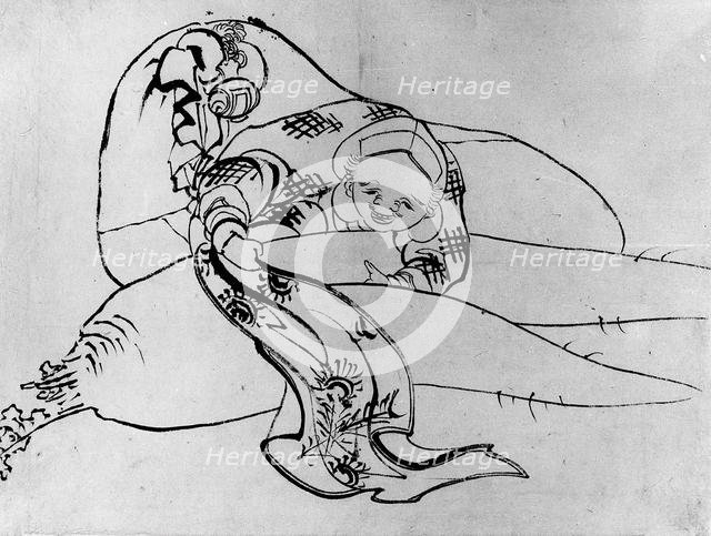 Daikoku (God of Luck) with Radish, 18th-19th century. Creator: School of Katsushika Hokusai.