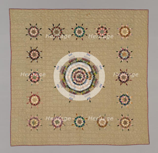 Bedcover (Lone Star Variation Quilt), Connecticut, c. 1845/50. Creator: Ruth Hart.