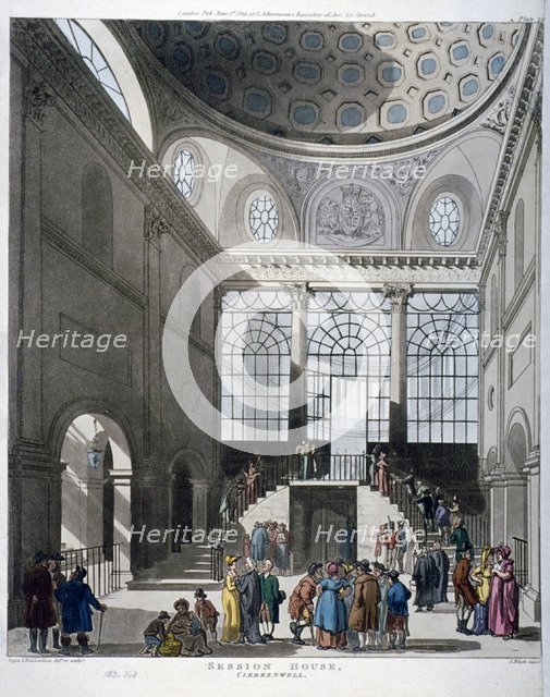 Interior view of the Middlesex Sessions House on Clerkenwell Green, London, 1809.                    Artist: Augustus Charles Pugin
