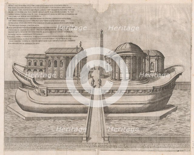 Speculum Romanae Magnificentiae: Temples on the Isle of Tiber, 1582., 1582. Creator: Etienne Duperac.