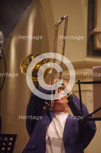 Mark Bassey, Josephine Davies Mark Bassey Sextet, St Andrews Church, Hove, East Sussex, 14 Oct 2022. Creator: Brian O'Connor.