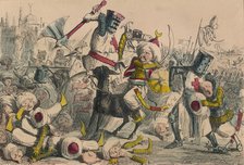Terrific combat between Richard Coeur de Lion and Saladin, 1850. Creators: John Leech, Gilbert Abbott A Beckett.