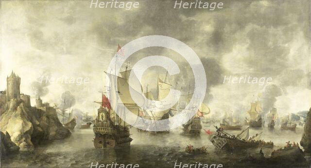 Battle of the Combined Venetian and Dutch Fleets against the Turks in the Bay of Foya, 1649, 1656. Creator: Abraham Beerstraten.