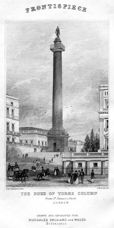 The Duke of York's Column from St James's Park, Westminster, London, 19th century. Artist: Unknown