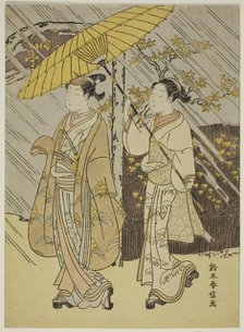 A Young Male Actor on Parade in Autumn Rain, c. 1765/70. Creator: Suzuki Harunobu.