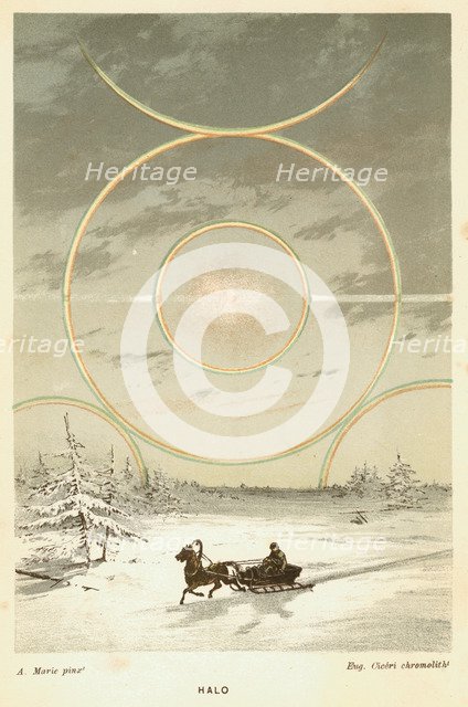 Mock Sun with sunbows and halo, observed from the Arctic Circle, 1873. Artist: Unknown