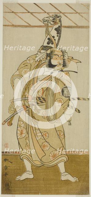 The Actor Arashi Sangoro II as Asahina Saburo in the Play Iro Maki-e Soga no Sakazuki..., c. 1773. Creator: Shunsho.
