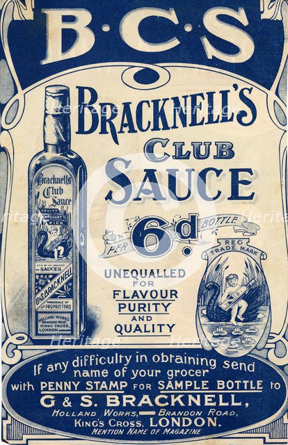 Bracknell's Club Sauce, 1900. Artist: Unknown