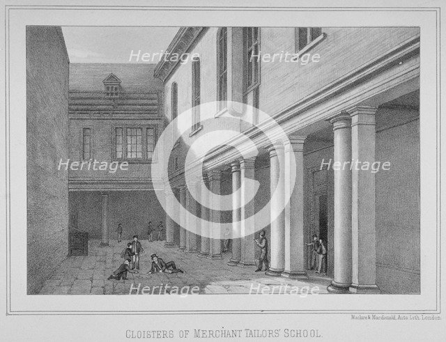 View of the cloisters of the Merchant Taylors' School, City of London, 1860. Artist: Maclure, Macdonald, Macgregor