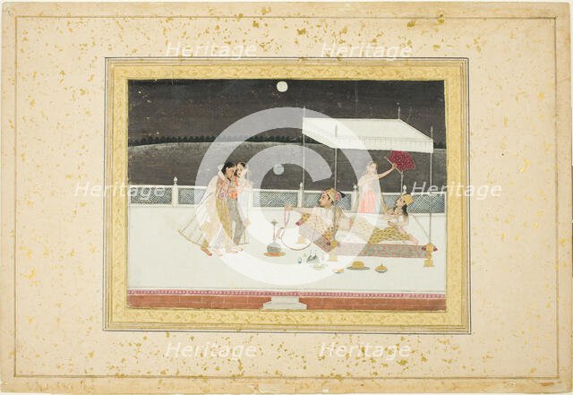 Seduction Scene on a Terrace by Moonlight, 18th century. Creator: Unknown.