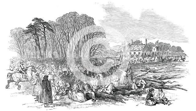 The Tenantry and Pitmen assembling at "The Towers", at Poynton, 1850. Creator: Unknown.