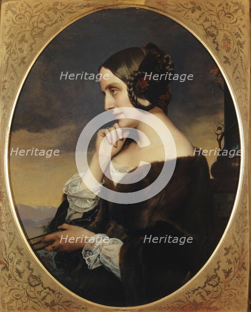 Portrait de Marie de Flavigny, comtesse d'Agoult (1805-1876), écrivain (sous le pseudonyme..., 1843. Creator: Henri Lehmann.
