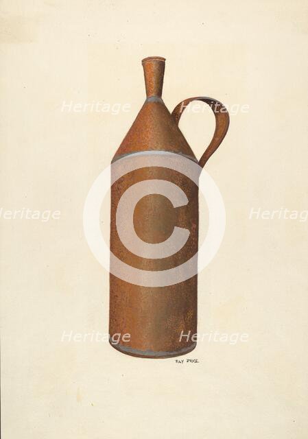 Tin Bottle, c. 1940. Creator: Ray Price.