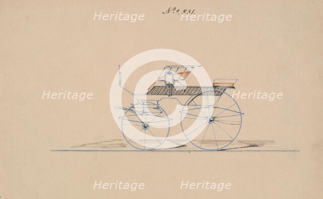 Design for 4 seat Phaeton, no top, no. 931, 1850-70. Creator: Brewster & Co.