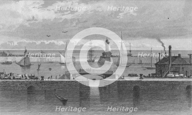 'Ramsgate Harbour and Light House, Kent', c1829. Artist: C Bedford.